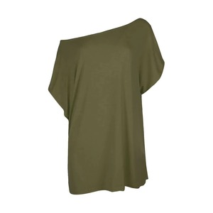 Women's Loose Fit Solid Gray <b>Batwing</b> Sleeve O-Neck Knitted <b>T</b>-<b>Shirt</b> Casual Top - Product Image 3