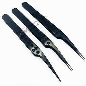 Pinzas para Pestañas RMI Profesionales de Acero Inoxidable con Puntas Curvas en Ángulo L de 90 Grados para Extensión de Pestañas de Volumen - Product Image 4