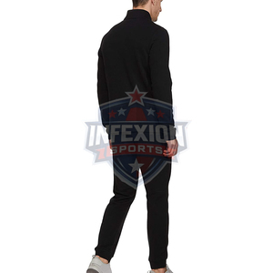 Survêtement demi-zippé pour homme, noir et blanc, à blocs de couleur, manches longues, décontracté, avec poches latérales, coupe classique, pour l'automne - Product Image 3