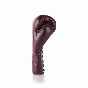 Gants de boxe Fly en cuir de vachette véritable, à lacets, à doigts entiers, bordeaux, pour sparring MMA, avec logo doré, équipement d'entraînement pour adultes - Product Image 6