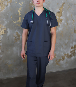Unisex Custom Logo Short Sleeve Nurse <b>Scrub</b> Sets <b>Scrub</b> <b>Top</b> Polyester/Rayon Woven Needle Detection Hospital OEM Custom Logo - Product Image 6