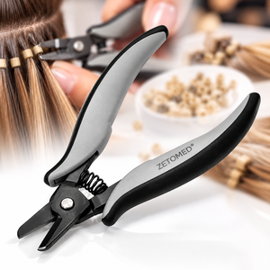 Coupe-extensions capillaires professionnel en acier inoxydable pour kératine, avec poignées noires à ressort - Product Image 2