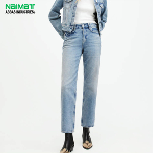 Women Light Wash High Waist Straight Leg Denim Jeans Vintage <b>Style</b> Cotton Blend Cropped Pants Casual Blue Denim - Product Image 1