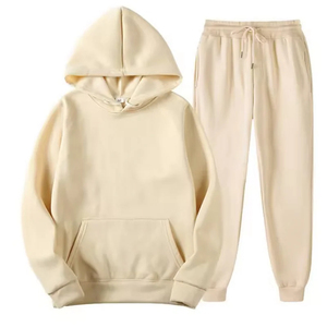 <b>Men's</b> Hooded Sweatshirt Drawstring <b>Pants</b> 2-Piece Sets for Running Autumn Sportswear Solid Pattern <b>Men</b> Women's Track Suits - Product Image 6