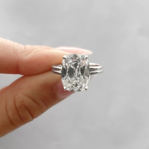 Elongated 5.03 CT <b>Cushion</b> Cut Engagement <b>Ring</b> 18K White Gold Double Claw Prong Lab Created Diamond Solitaire <b>Ring</b> Split Band - Product Image 1