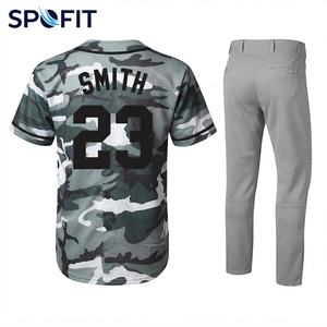 Nuevo Conjunto de Uniforme de Béisbol Talla Grande con Estampado de Camuflaje, Manga Corta, 100% Poliéster, Absorbe la Humedad, Anti-UV, Cierre de Botones - Product Image 4