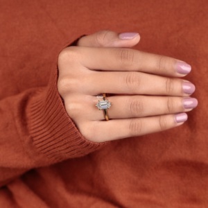 Elongated <b>Hexagon</b> Lab Grown Diamond Solitaire Engagement Ring 14K Gold Geometric Diamond Bridal Ring Wedding Wholesale Jewelry - Product Image 2