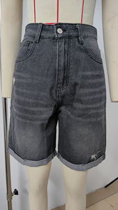 Shorts en jean taille haute à boutons pour femme – Bermuda décontracté pour l'été, doux et de haute qualité - Product Image 5