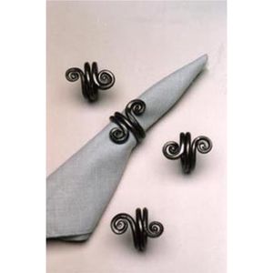 Decorative Spiral Design Metal Napkin Holder Rustic Black Tableware Accessory for Fine Dining, Hospitality and Event Napkin Ring - Product Image 1