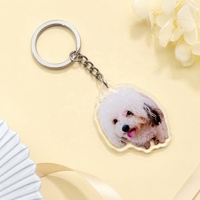 Porte-clés photo personnalisé en acrylique, breloque étanche transparente découpée sur mesure avec portrait d'animal de compagnie ou personnage de dessin animé, tendance