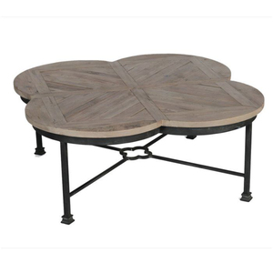 Mesa de centro moderna más vendida con estructura de metal negro y tablero con acabado de madera para decoración del hogar en oferta - Product Image 1