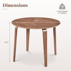Table à manger ronde en bois de noyer et caoutchouc pour 4 personnes avec design assemblé - Product Image 4