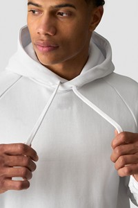 Sudadera con Capucha Blanca para Hombre, Corte Regular, Color Sólido, Casual, Manga Raglán, 100% Algodón, Transpirable, Ecológica, 300g - Product Image 4