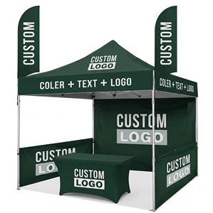 Tente pop-up personnalisée 3x3m, structure en aluminium, tissu polyester, présentoir portable pour salon professionnel avec impression de logo - Product Image 1