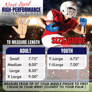 Gants de football américain personnalisés, à doigts complets, légers, avec grip, pour receveur, sangle de poignet réglable, unisexe, bleus, sports d'hiver SPORTS - Product Image 6