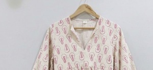 Robe midi en coton imprimée à la main pour femme, style bohème, florale, d'été, décontractée, coupe ample, douce, respirante, vêtement fait main - Product Image 6