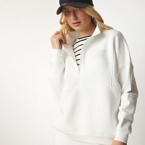 Conjunto de dos piezas para mujer, sudadera y pantalones, forro polar blanco sólido, ropa informal para damas, ajuste cómodo y relajado. - Product Image 4