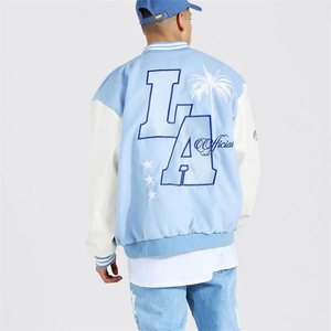 Wholesale High Street Style Men's Varsity <b>Jacket</b> Custom Logo Embossed Genuine <b>Leather</b> varsity <b>jacket</b> Men's <b>Jackets</b> - Product Image 3