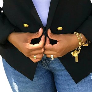 Blazer Negro Cruzado AKA para Mujer, Chaqueta Formal Inspirada en Hermandades, Elegante, Corte Entallado, Prenda Exterior Premium - Product Image 4