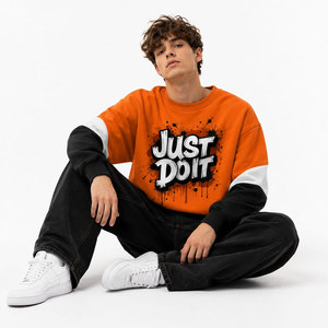 Men's Customizable Heavyweight Woven 100% Cotton Oversized Pullover Sweatshirt with Printing Logo Letters for Sleeves - Product Image 5