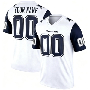 เสื้อฟุตบอลอเมริกันแบบกำหนดเองสำหรับผู้ชาย คอวี พิมพ์ลายแบบ Sublimated ชื่อทีม 00 แขนสั้น ทรงปกติ ระบายอากาศได้ดี - Product Image 3