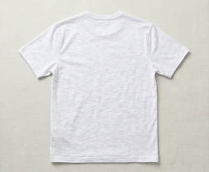 T-shirt blanc à manches courtes pour homme, coupe classique, couleur unie, décontracté, col rond, jersey tricoté en coton - Product Image 2