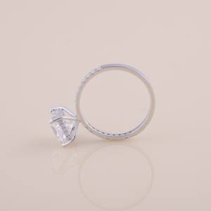 IGI Princess Cut Lab Grown Diamond Engagement & Wedding Ring with Pavé Band in <b>Solid</b> 925 Sterling <b>Silver</b> - Product Image 6