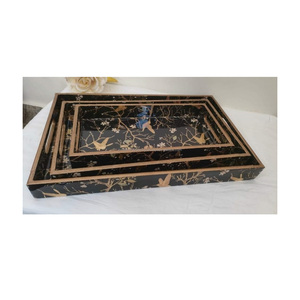 ถาดเสิร์ฟพิมพ์ลาย MDF meena ทำด้วยมือถาดทำด้วยมือหรูหราสำหรับงานแต่งงานและโอกาสพิเศษจากอินเดีย - Product Image 1