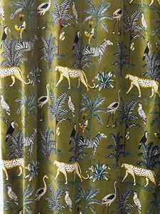 Vintage Cotton Velvet Curtain Olive Green Forestry Print Boho Style Floral Print Luxury Cotton Velvet - Product Image 5