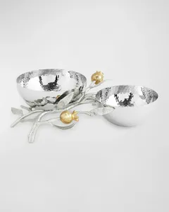 Ensemble de bols décoratifs en métal faits à la main avec motif grenade, vaisselle moderne pour la maison et les fêtes - Product Image 1