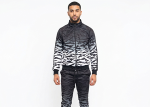 Conjunto Deportivo para Hombre con Estampado de Cebra Blanco y Negro, Sudadera con Capucha y Cierre Completo, Pantalones Jogger, Ropa Casual de Calle para Otoño - Product Image 3