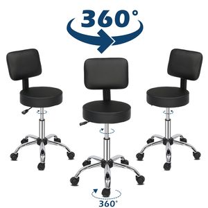 เก้าอี้300lbs ไนลอนหนัง Semi-PU แบบกลม, เก้าอี้ช่างตัดผมพร้อมพนักพิงเท้าห้าดาวสีดำสำหรับเฟอร์นิเจอร์ร้านเสริมสวย - Product Image 3