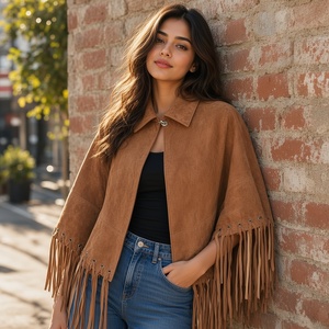Luxury Women's Western Leather <b>Jacket</b> with Fringe, Custom Logo <b>Sheepskin</b> Waterproof Winter Coat - Product Image 1