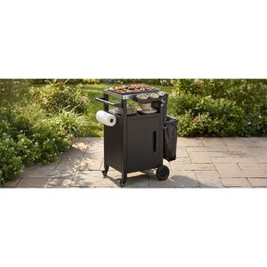 K K 33.9\" Outdoor Stainless Steel Top Grill Cart with Drop Leaf Metal Bar Cart <b>Pizza</b> Oven <b>Table</b> Wheels for BBQ Grills - Product Image 6