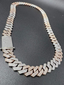 Moissanite Silver Cuban Link <b>Chain</b> Hip Hop <b>Iced</b> <b>Out</b> Two Tone Statement Necklace Luxury Bling Jewelry Gift For Men - Product Image 5