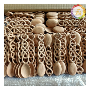 Cuchara de madera con mango curvo en forma de corazón, madera maciza de Doussie, grabado láser de nombres y logotipos - CARYLN - Product Image 2