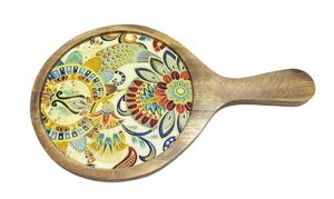 Tabla de cortar redonda de madera de mango, pala para pizza, tabla multiusos para picar, servir y preparar charcutería - Product Image 6