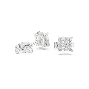 Pendientes de Diamantes Redondos Cultivados en Laboratorio de Oro Blanco de 14K para Mujer |   Diamante Cultivado Nuevo - Product Image 5