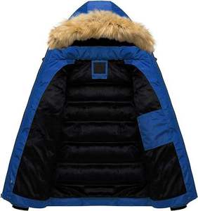 Veste d'hiver pour homme, bleu royal, écologique, respirante, streetwear, rembourrée, chaude, épaisse, avec capuche en fourrure, parka, vêtement d'extérieur, imperméable - Product Image 5