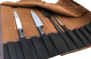 Étui à couteaux en cuir de qualité supérieure, kit de rangement pour couteaux de chef, organiseur d'outils culinaires professionnels, protection anti-odeurs pour la cuisine - Product Image 2