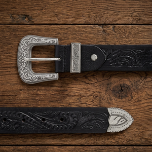 Ceinture en cuir western avec décorations florales, boucle argentée de designer, style vintage décontracté, en cuir de vachette durable, ceinture unisexe en cuir travaillé - Product Image 6