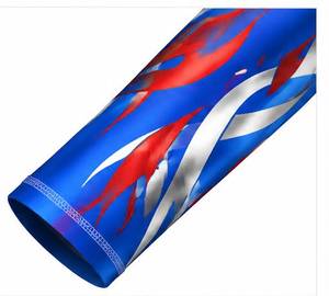 Manchons de cyclisme personnalisés bleus géométriques en polyester 140g avec trou pour le pouce, imprimés sérigraphiés, protection anti-UV, logo frontal, unisexe - Product Image 6
