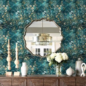 Carta da Parati Floreale Autoadesiva Botanica 43cm x 300cm, Carta Adesiva Verde con Fiori per Decorazione Camera da Letto - Product Image 6