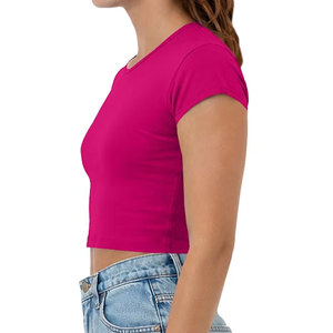 Camiseta Corta de Mujer con Estampado Gráfico, Cuello Redondo, Mezcla de Algodón, Estilo Casual, para Verano - Product Image 6
