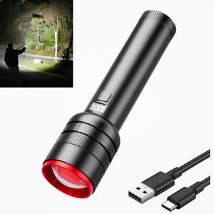 CITICITY Tactical Flashlight, 4 Modes High Lumens 1100LM White Laser Tactical Flashlights Zoom Waterproof for Hiking Camping - Product Image 1