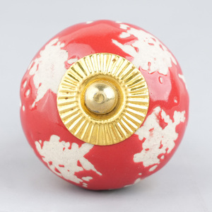 Wholesale round Ceramic Dresser Drawer Knobs Red Etched Cabinet Door Handles & <b>Cupboard</b> Pulls CK-1311 Decorative Furniture knobs - Product Image 3