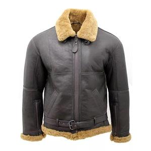 Men's Genuine Leather Sherpa <b>Lined</b> Waterproof Streetwear Moto Biker Jacket Turn-down Collar Windproof Winter <b>Coat</b> Regular Fit - Product Image 1