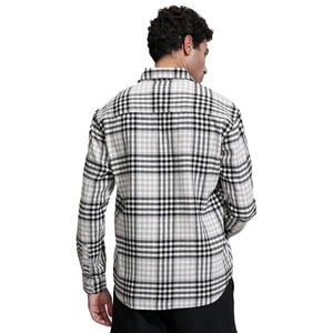 Chemise en flanelle à carreaux vintage avec logo personnalisé, coupe ample, manches longues, col rabattu, en coton tricoté, décontractée, pour l'automne - Product Image 2