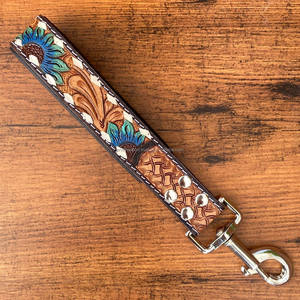 Collier de chien de luxe réglable en cuir de vachette de haute qualité en cuir véritable grand moyen chien de compagnie trafic en cuir outillé à la main ensemble de laisse pour animaux de compagnie - Product Image 3