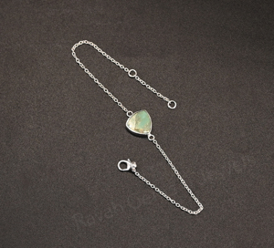 Top Quality Solid 925 Silver Labradorite <b>Gemstone</b> 10mm Triangle Bezel Setting Rhodium Plated Chain Minimalist <b>Bracelet</b> For Women - Product Image 4